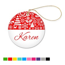 Tree Round Porcelain Ornament