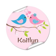 Two Birds Round Name Label