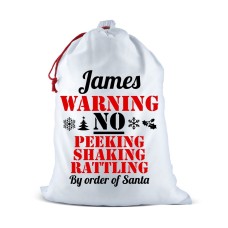 Warning White Santa Sack