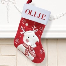 White Reindeer Santa Stocking