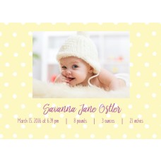 5x7" Yellow Dots Birth Announcement Card