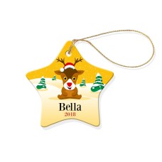 Yellow Snow Star Porcelain Ornament