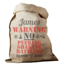 Warning Hessian Santa Sack