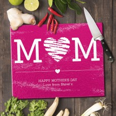 Mom Heart Glass Cutting Board