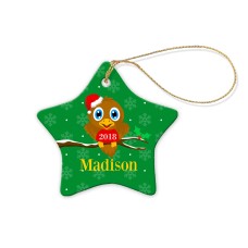 Bird Porcelain Christmas Star Ornament