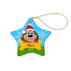 Dog Porcelain Christmas Star Ornament