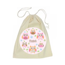 Owl Drawstring Library Bag