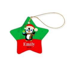 Cute Penguin Porcelain Christmas Star Ornament