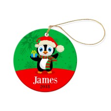 Penguin Round Porcelain Ornament