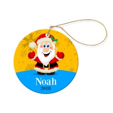 Santa Round Porcelain Ornament