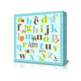 Square Canvas With Blue Alphabet