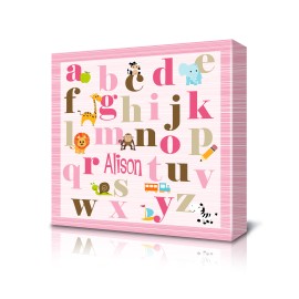 Square Canvas with Pink Alphabet