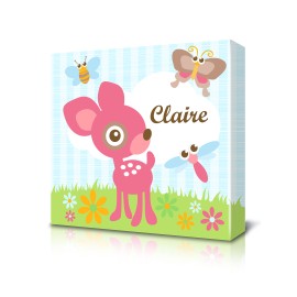 Square Canvas with Pink Deer