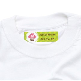 Iron On Clothing Label with Pink Cupcake
