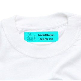 Iron On Clothing Labels Light Blue