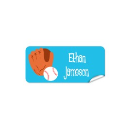 Blue Baseball Rectangle Name Label