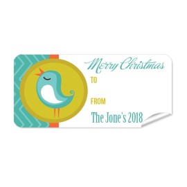 Christmas Gift Label with Blue Bird