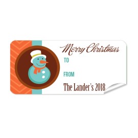 Christmas Gift Label with Snow Man