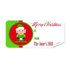Christmas Gift Label with Green Elf