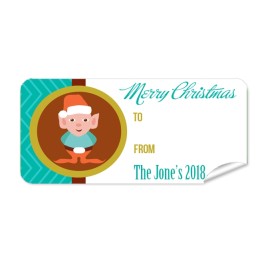 Christmas Gift Label with Elf