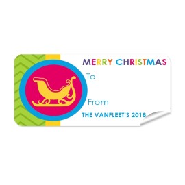 Christmas Gift Label with Gold Sleigh
