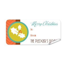 Christmas Gift Label with Holly