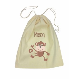 Brown Monkey Drawstring Library Bag