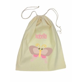 Brown Butterfly Drawstring Library Bag