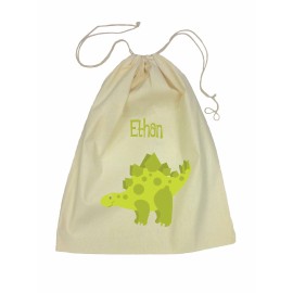 Green Dinosaur Drawstring Library Bag