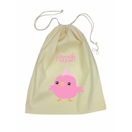 Pink Chicken Drawstring Library Bag