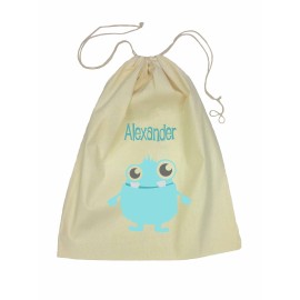 Blue Alien Drawstring Library Bag