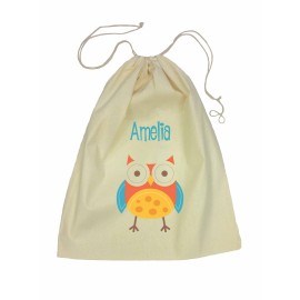 Red Owl Drawstring Library Bag