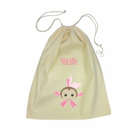 Pink Fish Drawstring Library Bag