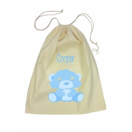 Blue Bear Drawstring Library Bag