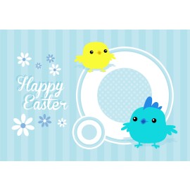 Easter Postcard, Blue Birds Design