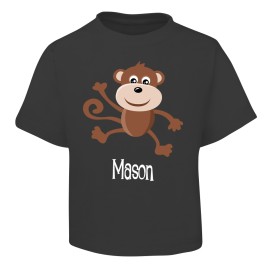 Brown Monkey Design Black T-Shirt