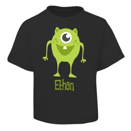Green Alien Design Black T-Shirt