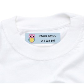 Iron On Clothing Label with Colourful Owl