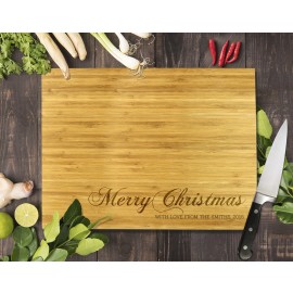 Merry Christmas Bamboo Cutting Board