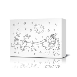 Santa Sleigh Coloring Canvas