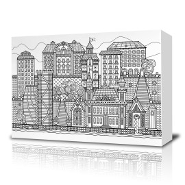 Tall Building Coloring Canvas