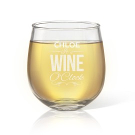Wine O'Clock Stemless Wine Glass