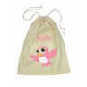 Drawstring Library Bag with Pink Bird 