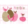 Easter Postcard, Pink Birds Design