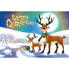 Santa Postcard, Reindeer in Snow Design